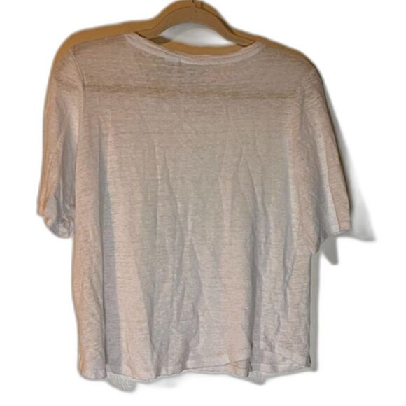 Nicole Miller New York Fairycore Casual Minimalist White Shrt Slve Linen Top SzM - Picture 2 of 3